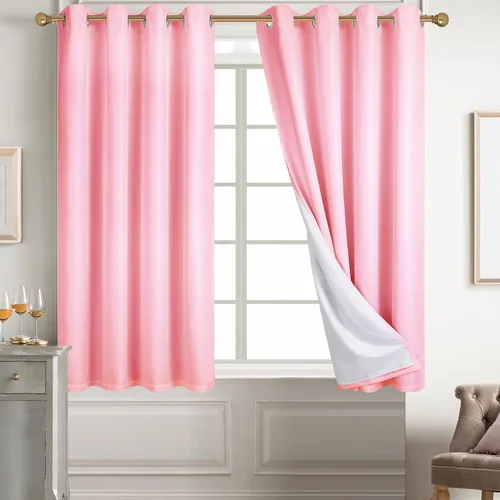 Vista 122 de Diraysid Cortinas 100% opacas de lino negro para dormitorio, con ojales, aislamiento térmico, cortinas de oscurecimiento de habitación