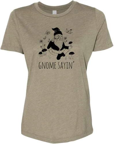 Vista 11 de Cute Women's Screen Printed Crew Neck Tee, Shirts With Sayings, Dusty Blue or Olive
