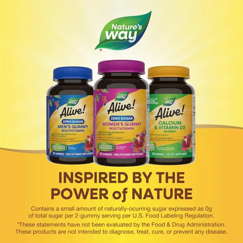 Vista 6 de Nature's Way ¡Alive! Zero Sugar Multivitaminas en gomitas para mujer, metabolismo energético*, cabello, piel, uñas*, vitaminas B, sin alcoholes