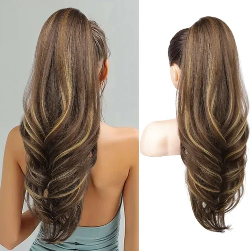 Vista 12 de SEIKEA Extensión versátil de cola de caballo con cordón, 18 pulgadas de largo, ondulado, con clip de varias capas, extensiones de cabello de cola