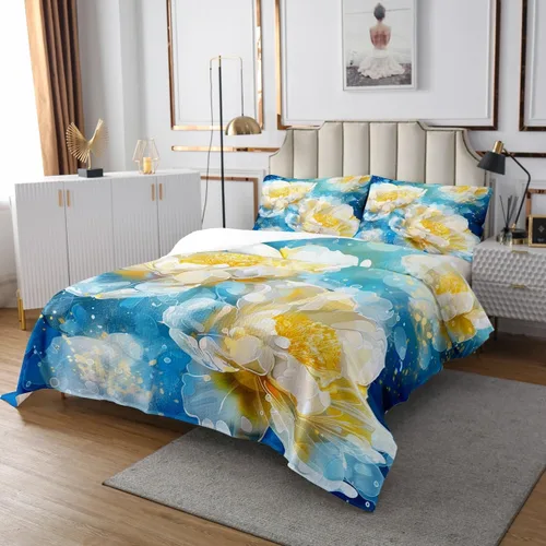 Vista 10 de Juego de edredón de geometría abstracta para niños y adolescentes, colcha de edredón de estilo retro, juego de ropa de cama de rayas cuadradas