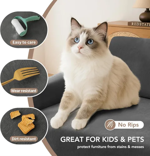 Vista 3 de Armchair Couch Cover for Dogs 1 Cushion, Washable Recliner Covers Sofa Protector, Oversized Single Chair Covers, Accent Chair Slipcovers, Pet Couch