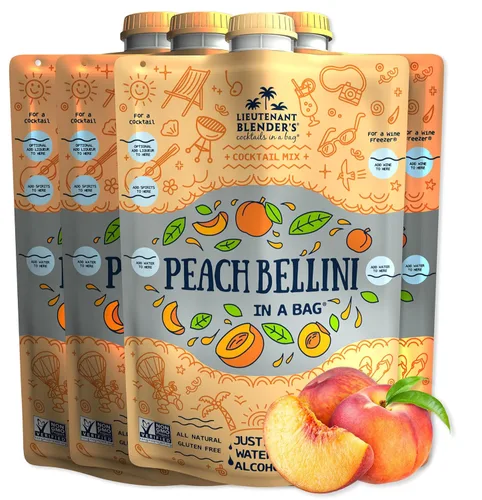 Vista 38 de Lt. Blender's Peach Bellini in a Bag – Mezclas de vino para granizado – Cada bolsa hace 1/2 galón de mezcla congelada de Peach Bellini – Mezcla