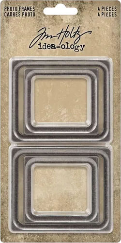 Tim Holtz - Advantus Idea-Ology - Marcos de fotos de metal, 4 unidades, color plateado