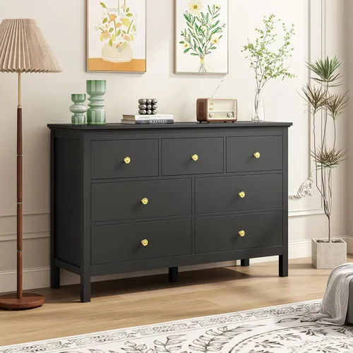 Vista 16 de LYNSOM Cómoda blanca para dormitorio, cómoda de 6 cajones con asas de metal, cómoda de madera moderna para sala de estar, entrada y pasillo