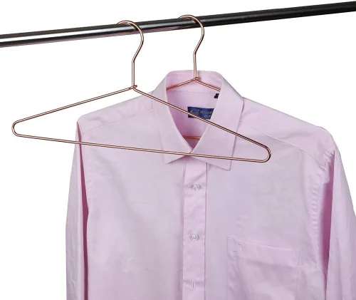 Vista 2 de Quality Hangers Perchas de metal resistentes de color oro rosa, perchas de cobre de 17 pulgadas para chaquetas, camisas, vestidos, perchas de trajes