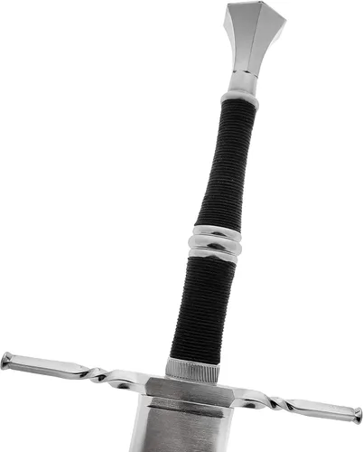 Vista 7 de Espada medieval de 49 pulgadas, réplica de espada medieval de dos manos de edad media con hoja opaca y vaina. Para colección, LARP, Cosplay, regalo