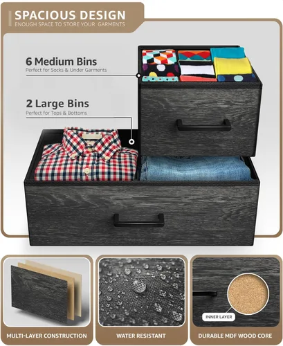 Vista 120 de Sorbus Cómoda con 8 cajones - Mueble para almacenar ropa para niño, para dormitorio, pasillo, clóset, oficina – Marco de acero, parte superior