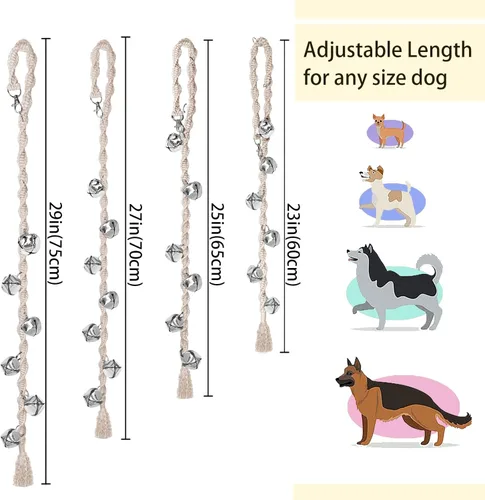 Vista 5 de Campanas de Perro para Salir al Aire Libre y Entrenamiento de Orinal para Cachorros, Campana de Puerta de Perro Ajustable para Ir al Baño, Hecho a
