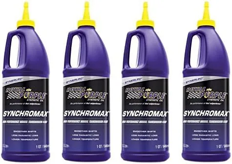 Royal Purple 01512 Juego de 4 botellas Synchromax de 1 cuarto de galón de líquido de transmisión manual