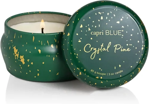Vista 27 de Capri Blue Glimmer Mini Tin - Vela perfumada a manzana con mini portavelas, mezcla de cera de soja, Capri Blue Apple Cider Social Red and Gold