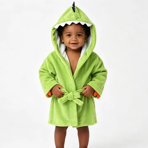 Vista 8 de Bata de baño para bebé y niño, bata con capucha para recién nacido, toalla suave ultra absorbente Dino azul