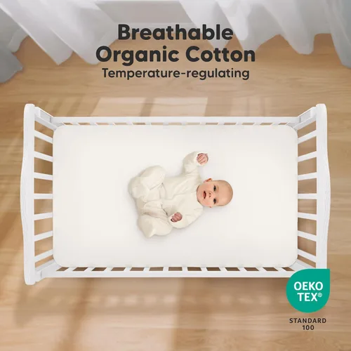 Vista 3 de KeaBabies Paquete de 2 sábanas de cuna orgánicas para niños y niñas - 52x28 Sábanas ajustadas para colchón de cuna, cubierta de jersey de algodón