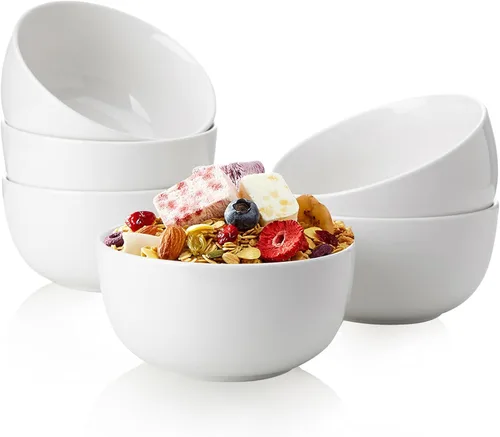 Vista 14 de Sweese Juego de 6 cuencos de porcelana de 4 onzas, mini cuencos para postre, aptos para microondas y lavavajillas, multicolor