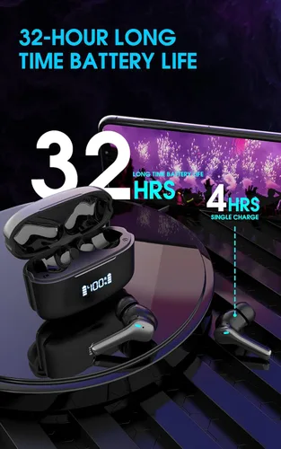 Vista 6 de M48-Auriculares Bluetooth inalámbricos, auriculares inalámbricos, auriculares con cancelación de ruido, calidad de sonido HD, graves profundos