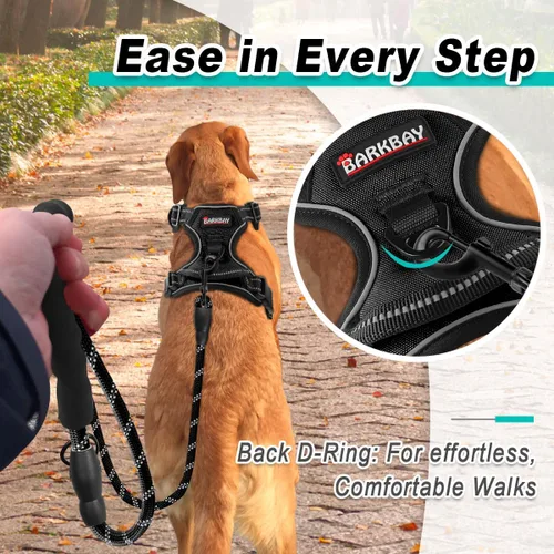 Vista 3 de Arnés para mascotas sin tirones BARKBAY, arnés para perros ajustable al aire libre, chaleco reflectante 3M de material Oxford para perros, fácil