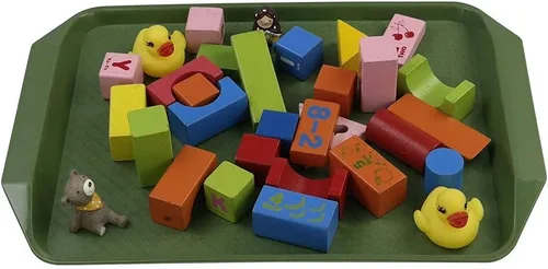 Vista 4 de 6 paquetes de bandejas de plástico para comida rápida, bandejas de colores para servir