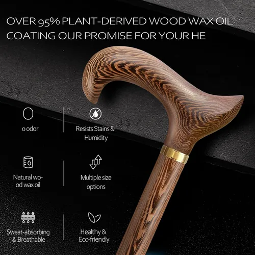 Vista 3 de Bastón para caminar, disponible en varias pulgadas, soporte de bastón de madera de hasta 500 libras, adecuado para bastón de madera elegante