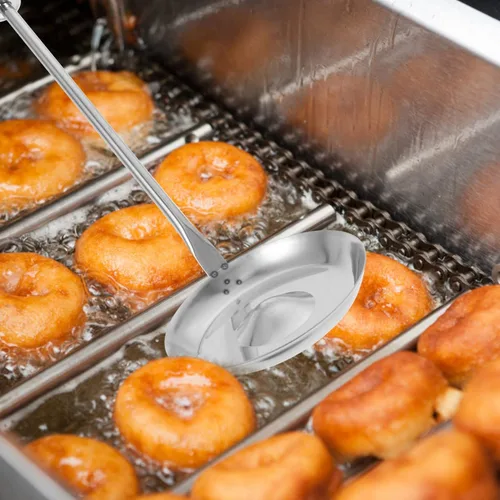 Vista 8 de Kichvoe Molde para bunuelos con mango largo, ligero, de acero inoxidable, para freír aperitivos caseros Bu Uelo panqueques y golosinas fritas