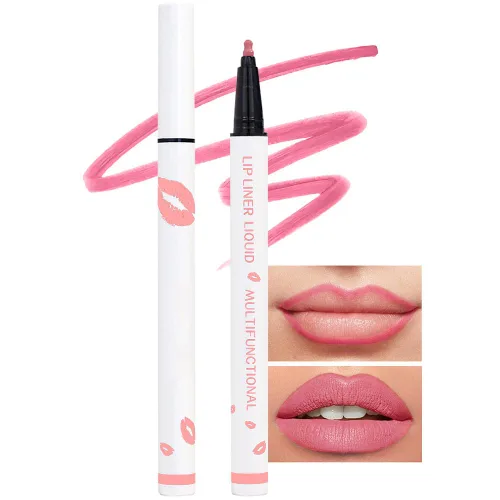 Vista 26 de Kaely Delineador de Labios Líquido de Larga Duración Rojo Oscuro Impermeable, Delineador de Labios de Larga Duración de 24 Horas Marcador de Tinte