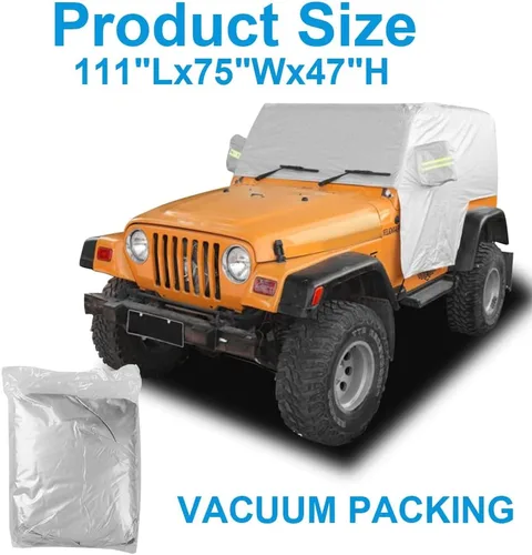 JSCARLIFE Cubierta impermeable para parasol de automóvil para Jeep W-Rangler YJ TL JK JL 2 puertas, resistente al viento, al polvo, a los arañazos,