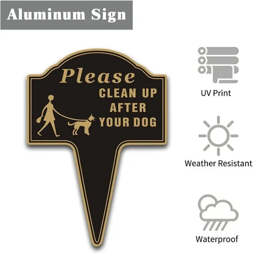 Vista 3 de Señal de Limpiar Después de Tu Perro, Yuntarda 25.4x35.6 cm Sin Cacas de Perro para Césped Sin Perros Haciendo Caca en el Patio con Estaca, Señal