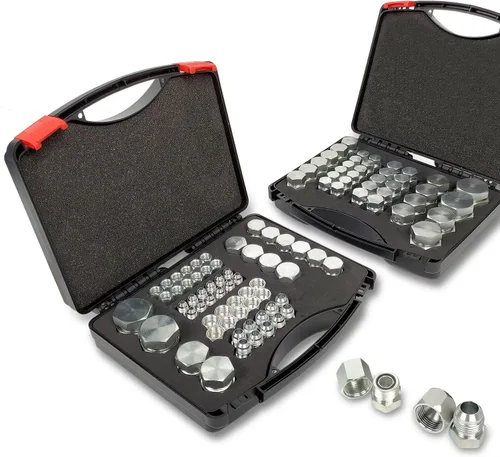 JIC y ORFS Master - Kit de tubo de manguera y tapón hidráulico industrial JIC y ORFS Master de 160 piezas, roscado de precisión en ORFS y tamaños de
