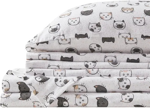 Vista 33 de Comfort Spaces - Juego de cama de franela de algodón cálido y transpirable con sábanas de bolsillo profundo y fundas de almohada, tamaño King, gris