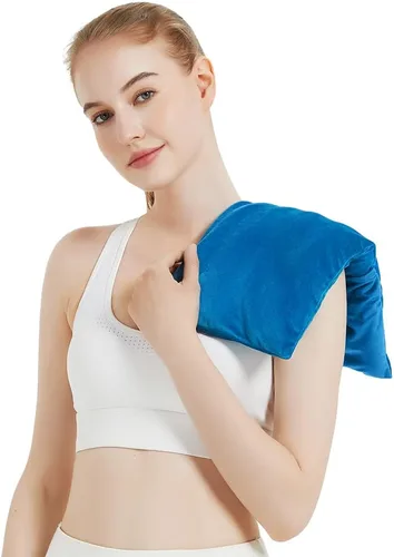 Vista 22 de Almohadilla térmica para microondas con funda lavable, almohadilla térmica de microondas de 8 x 18 pulgadas para cuello y hombros, bolsa de frijoles