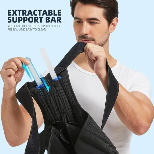 Vista 4 de Corrector de postura de espalda para hombres y mujeres, cinturón de soporte ajustable para enderezar la espalda, mejora la postura, soporte