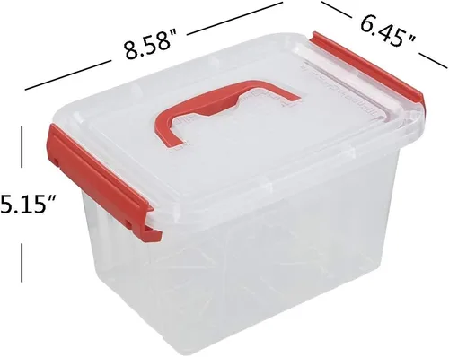 Vista 3 de Kiddream Caja de plástico pequeña de 3 cuartos de galón, contenedores de almacenamiento con tapas, juego de 6