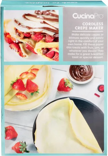 Vista 5 de CucinaPro - Crepera sin cable - Esencial para el desayuno festivo con guía de recetas GRATIS, placa para sumergir antiadherente, base eléctrica