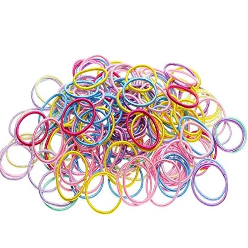 Vista 4 de 200 bandas elásticas coloridas para el cabello, sin arrugas, para coleta de caballo para bebés, niñas y niños pequeños, bandas elásticas para cola