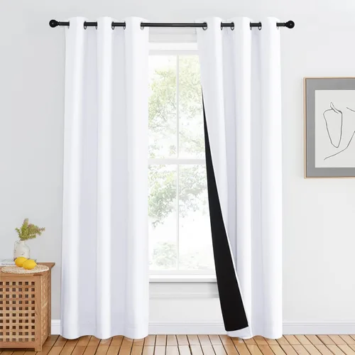 Vista 73 de NICETOWN Cortinas 100 % opacas con aislamiento térmico, panel de cortina deslizante de rendimiento que reduce el ruido con forro negro, bloqueo