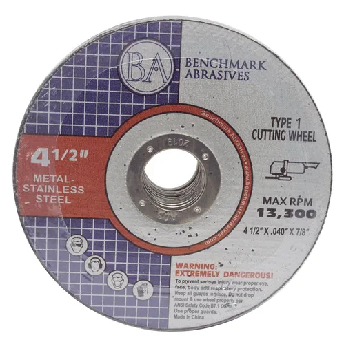 Benchmark Abrasives Ruedas de corte para amoladora de 4 1/2 pulgadas de óxido de aluminio tipo delgado tipo 1 para amoladora angular de corte de