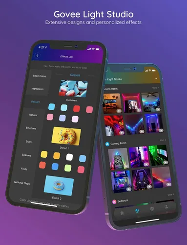Vista 4 de Govee Tira de luces LED RGBIC, luces LED Bluetooth de 16.4 pies que cambian de color con control de aplicación segmentada, tira LED inteligente