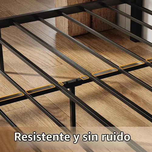 Vista 9 de LIKIMIO Base de cama Queen con cabecero industrial alto de 51.2 pulgadas, marco de cama de plataforma con soporte de metal fuerte, sólido y estable