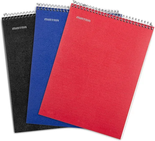 Vista 18 de Mintra Office TOP BOUND Cuadernos de espiral duraderos (hielo ártico, aceite de chile, verde oliva, rayas universitarias, paquete de 3)