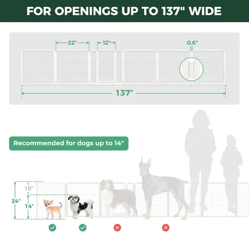 Vista 6 de FXW Puerta para perros extra ancha diseñada para uso en interiores, ancho ajustable de hasta 137 pulgadas de ancho