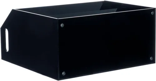 Vista 7 de MyGift Soporte para casetes compactos de acrílico negro de 2 niveles con asas de transporte recortadas, cintas de casete de audio retro, soporte