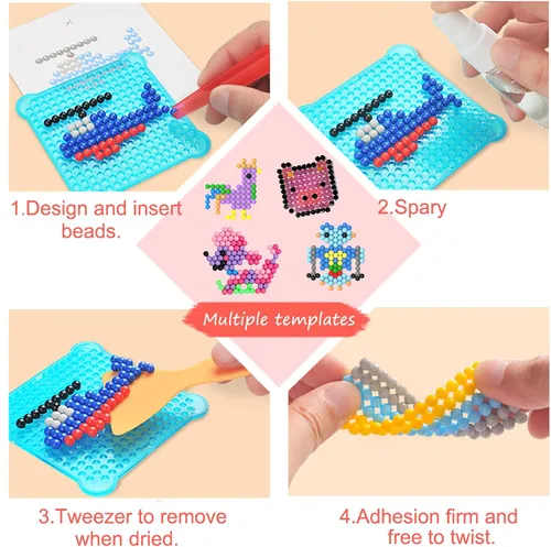 Vista 5 de 8500 Beads Non-Iron Magic Fuse Beads Kit 5mm 36 Colors No Heat Bead Creative Refill Set DIY Toys for Kids