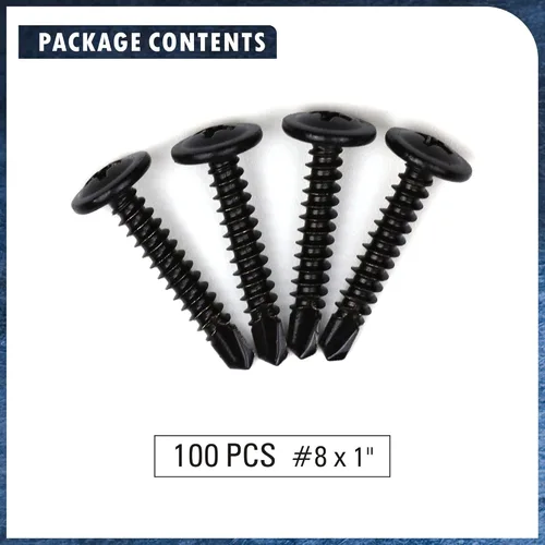 Vista 4 de Tornillo TEK de acero inoxidable 410 #8 x 1 pulgada autoperforante cabeza de arandela hexagonal y cabeza de armadura modificada, tornillos de chapa