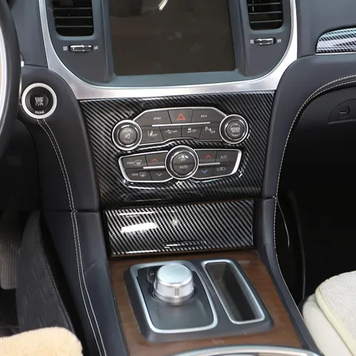 Vista 2 de crosselec Cubierta de panel de aire acondicionado con control central de fibra de carbono para Chrysler 300 2015-2021