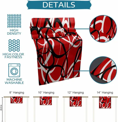 Vista 5 de Red Black White Placemats Set of 2 with 70 Inches Long Table Runners, Cotton Linen Dining Table Runner Mats, Burlap Kitchen Tablerunner and Placemat