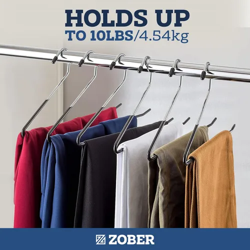 Vista 4 de Zober Perchas para Pantalones Antideslizantes - Paquete de 20 Perchas de Extremos Abiertos para Pantalones y Jeans para Closet - Percha de Ropa que