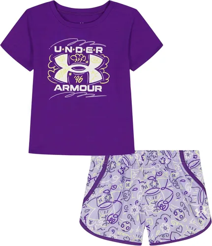 Vista 24 de Under Armour Conjunto de camiseta y pantalones cortos de manga corta de 2 piezas para niña Soft Fabric for Everyday Comfort, Breathable, Lightweight