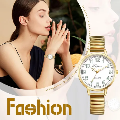 Vista 5 de Avaner Relojes de pulsera elásticos para mujer reloj de cuarzo analógico de fácil lectura con manecillas luminosas para mujeres y señoras