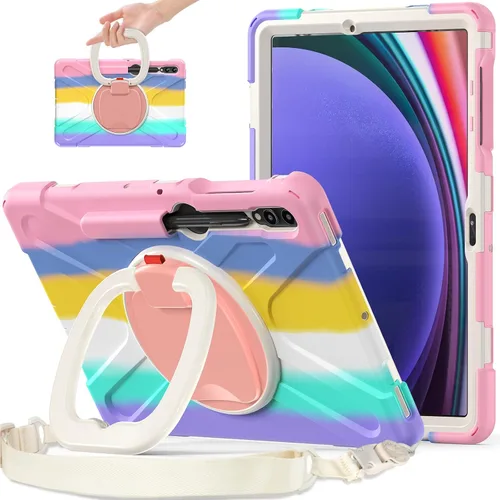 Vista 13 de Funda de rotación 360 para Galaxy S8 Ultra de 14.6 pulgadas, funda resistente con anillo giratorio, correa de transporte para hombro, correa de Negro