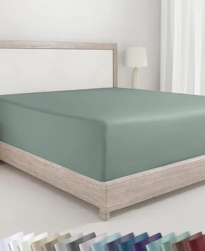 Vista 26 de California Design Den - Sábana bajera de algodón, suave, de 400 hilos, 100 % algodón, elástico que no se zafa, refrescantes, con bolsillo profundo