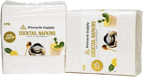 Vista 8 de Paquete de 500 servilletas de cóctel de papel – Servilletas blancas de calidad de 3 capas – Servilletas de restaurante, evento y bar – Servilletas